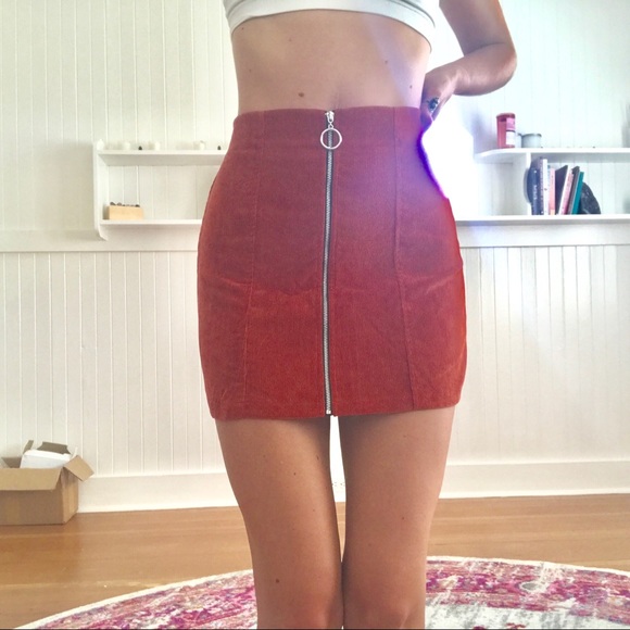 FALL ORANGE TIGHT ZIPPER SKIRT - Picture 2 of 5